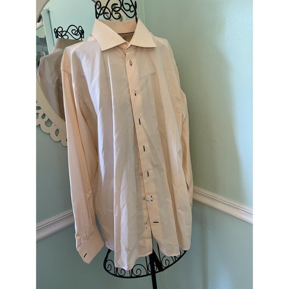 Eton Shirt Long Sleeve Button Front Men's Size 43 17 Contemporary York Peach - Picture 1 of 5